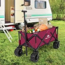 Load image into Gallery viewer, Collapsible Outdoor Utility Garden Trolley Folding Wagon-Wine
