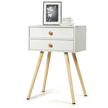 Load image into Gallery viewer, Mid Century Modern 2 Drawers Nightstand in Natural-White

