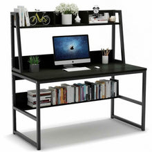 Load image into Gallery viewer, Storage Writing Desk Computer Desk with Hutch &amp; Bookshelf-Gray
