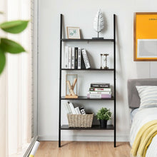 Load image into Gallery viewer, 4-Tier Industrial Leaning Wall Bookcase-Black
