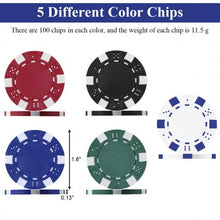 Load image into Gallery viewer, 500 Chips Poker Dice Chip Set w/ Silver Aluminum Case
