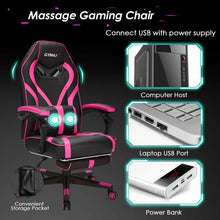 Load image into Gallery viewer, Computer Massage Gaming Recliner Chair with Footrest-Pink
