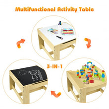Load image into Gallery viewer, Kids Table Chairs Set With Storage Boxes Blackboard Whiteboard Drawing-Natural

