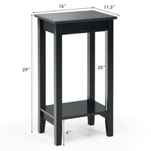 Load image into Gallery viewer, 2-Tier Nightstand End Side Wooden Legs Table for Bedroom-Black
