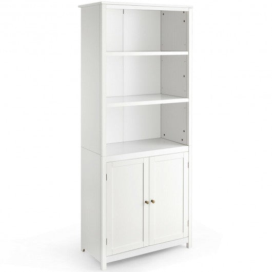 Bookcase Shelving Storage Wooden Cabinet Unit Standing Display Bookcase w/ Doors