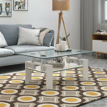 Load image into Gallery viewer, Rectangle Glass Coffee Table with Metal Legs for Living Room-White
