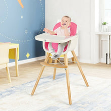 Load image into Gallery viewer, 3 in 1 Convertible Wooden High Chair with Cushion-Pink
