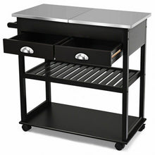Load image into Gallery viewer, Stainless Steel Mobile Kitchen Trolley Cart With Drawers &amp; Casters-Brown
