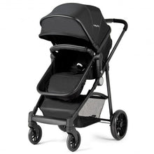 Load image into Gallery viewer, 2-in-1 Foldable Pushchair Newborn Infant Baby Stroller-Black
