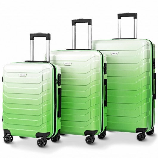 3PCS Spinner Expandable Suitcase With TSA Lock-Green