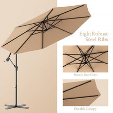 Load image into Gallery viewer, 10 Inch Patio Hanging Solar LED Umbrella Sun Shade with Cross Base-Beige
