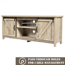 Load image into Gallery viewer, TV Stand with Cabinet Sliding Barn Door -White
