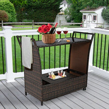 Load image into Gallery viewer, Patio Rattan Bar Serving Cart with Glass Top and Handle
