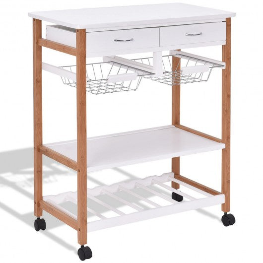 White Rolling Kitchen Island Trolley Cart