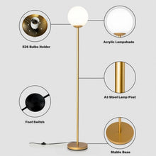 Load image into Gallery viewer, Glass Globe LED Floor Lamp w/ Acrylic Lampshade
