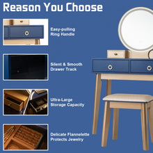 Load image into Gallery viewer, Makeup Vanity Table Set 3 Color Lighting Dressing Table-Navy
