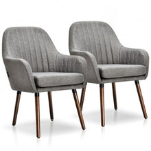 Load image into Gallery viewer, Set of 2 Fabric Upholstered Accent Chairs with Wooden Legs-Gray
