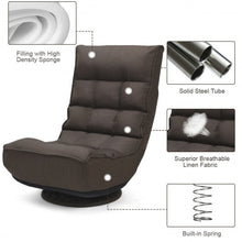 Load image into Gallery viewer, 4-Position Adjustable 360 Degree Swivel Folding Floor Sofa Chair-Brown
