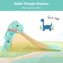 Load image into Gallery viewer, 3 in 1 Kids Slide Baby Play Climber Slide Set with Basketball Hoop -Green
