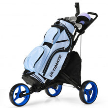 Load image into Gallery viewer, Folding 3 Wheels Golf Push Cart with Bag Scoreboard Adjustable Handle -Blue
