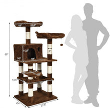 Load image into Gallery viewer, 55&quot; Multi-Level Kitten Activity Tower with Hammock-Brown
