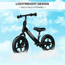 Load image into Gallery viewer, 12&quot; Kids Balance No-Pedal Ride Pre Learn Bike with Adjustable Seat-Black
