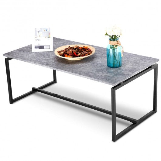 Metal Frame Cocktail Coffee Table-Gray