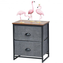 Load image into Gallery viewer, Metal Frame Nightstand Side Table Storage with 2 Drawers-Black
