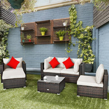 Load image into Gallery viewer, 6 Pcs Patio Rattan Furniture Set with Sectional Cushion-White
