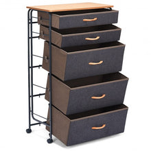 Load image into Gallery viewer, 5-Drawer Fabric Metal Frame Dresser Storage Organizer with Wheel
