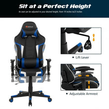 Load image into Gallery viewer, Reclining Swive Massage Gaming Chair-Blue
