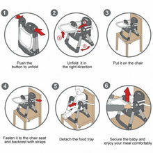 Load image into Gallery viewer, Baby Booster Folding Travel High Chair with Safety Belt &amp; Tray-Blue
