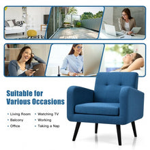 Load image into Gallery viewer, Modern Upholstered Comfy Accent Chair Single Sofa with Rubber Wood Legs-Navy
