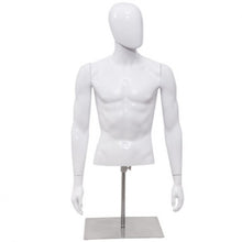 Load image into Gallery viewer, Plastic Half Body Head Turn Male Mannequin with Base
