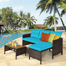 Load image into Gallery viewer, 3 Piece Patio Wicker Rattan Sofa Set-Turquoise
