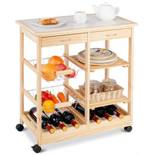 Load image into Gallery viewer, Rolling Wood Kitchen Trolley Cart Island Shelf w/ Storage Drawers Baskets New-Natural
