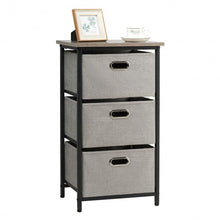 Load image into Gallery viewer, 3-Drawer Fabric Dresser Storage Tower Vertical Foldable Pull Bins-Black
