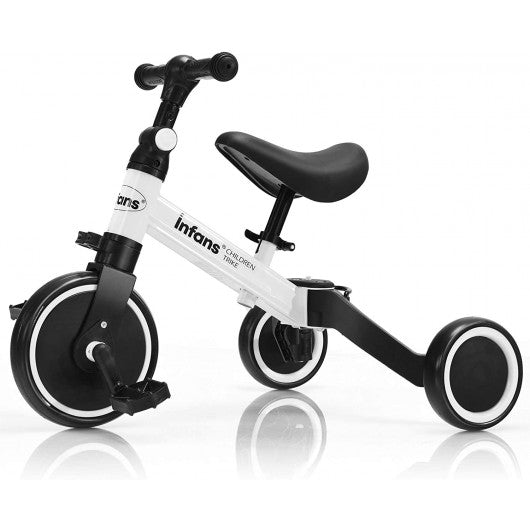 3 in 1 3 Wheel Kids Tricycles with Adjustable Seat & Handlebarfor Ages 1-3-White