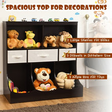 Load image into Gallery viewer, Freestanding Combo Cubby Bin Storage Organizer Unit W/3 Baskets-Brown
