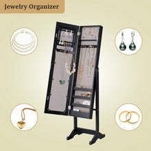 Load image into Gallery viewer, Mirrored Standing Jewelry Cabinet Storage Box-Black
