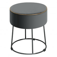 Load image into Gallery viewer, Velvet Round Footrest Ottoman with Metal Base and Non-Slip Foot Pads-Gray

