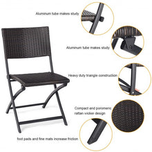 Load image into Gallery viewer, 4 pcs Patio Folding Back Rattan Camping Garden Chair
