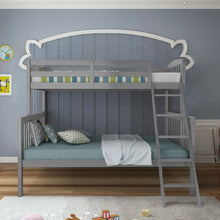 Load image into Gallery viewer, Twin over Full Bunk Bed Rubber Wood Convertible with Ladder Guardrail-Gray
