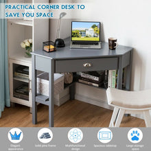 Load image into Gallery viewer, Corner Wooden PC Laptop Computer Desk-Gray

