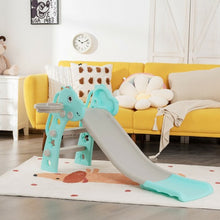 Load image into Gallery viewer, 3 in 1 Kids Slide Baby Play Climber Slide Set with Basketball Hoop -Green
