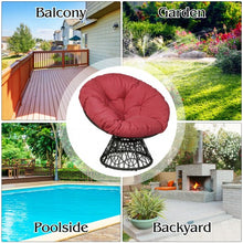 Load image into Gallery viewer, Rattan Papasan Chair Ergonomic 360-degree Swivel Soft Cushion Garden-Burgundy
