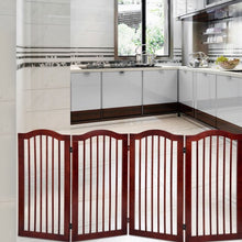 Load image into Gallery viewer, 4 Panels Folding Freestanding Wood Pet Dog Safety Gate-36&quot;
