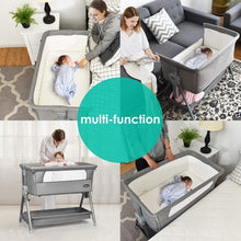 Load image into Gallery viewer, Adjustable Baby Bedside Crib with Large Storage-Gray
