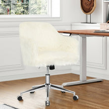 Load image into Gallery viewer, Modern Fluffy Faux Fur Vanity Office Chair for Teens Girls-Beige
