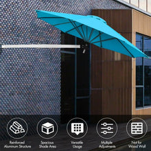 Load image into Gallery viewer, 8ft Wall-Mounted Telescopic Folding Tilt Aluminum Sun Shade Umbrella-Blue
